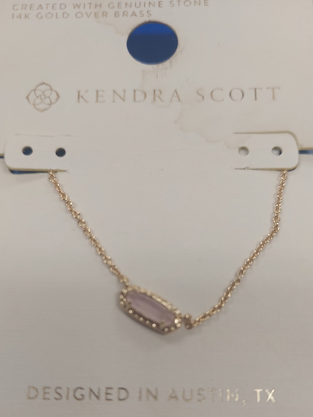Kendra Scott Gold Necklace with Light Pink Stone